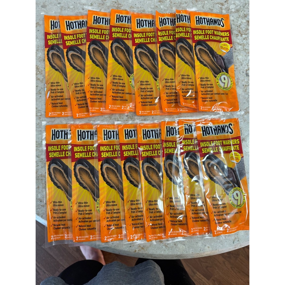 HotHands Insole Foot Warmers 16 Pair Bulk Pack Adhesive 9 Hour Heat